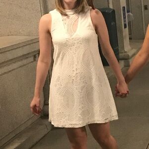 Francesca's Collections Cream Lace Dress
